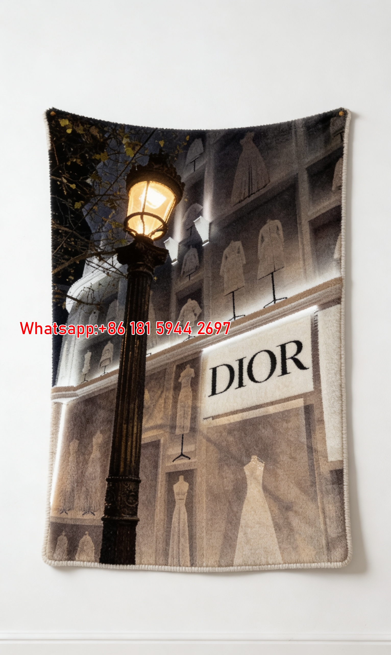 Dior Vintage Street Lamp Flannel Sofa Blanket D306